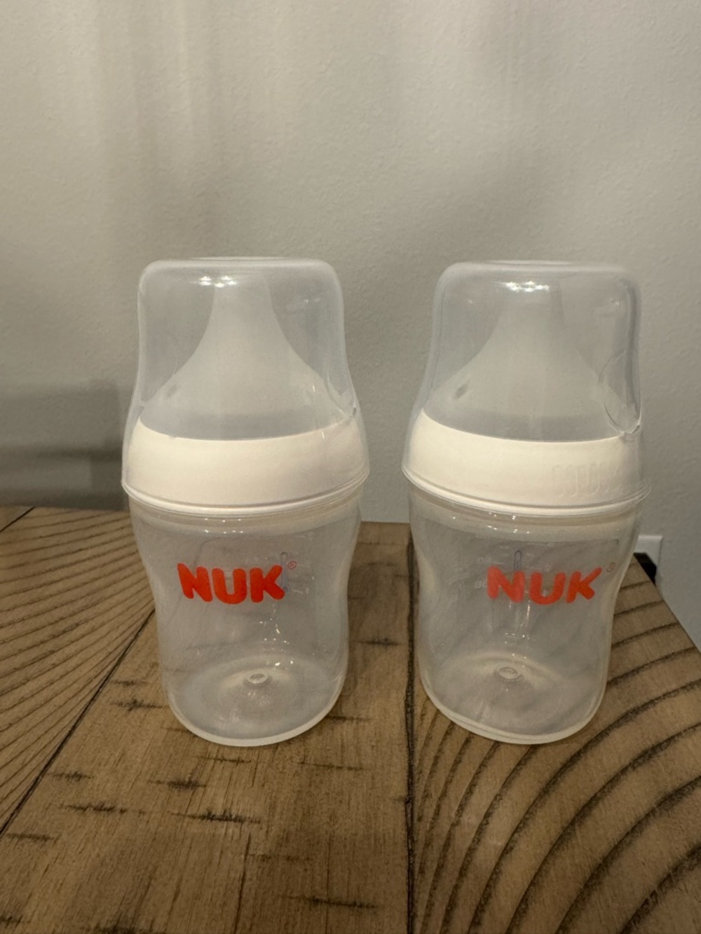 NUK Baby Bottles - Clear with White Caps (Set of 2)